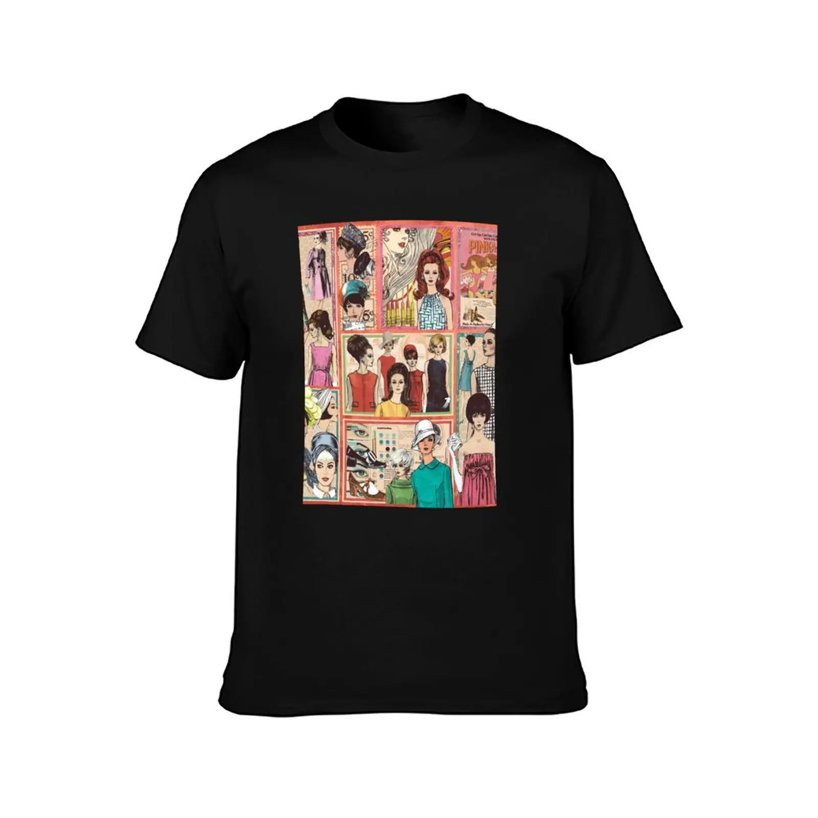60S Fashion Collage Graphic T-Shirt Casual All Match Tee Shirt for Men T-Shirt