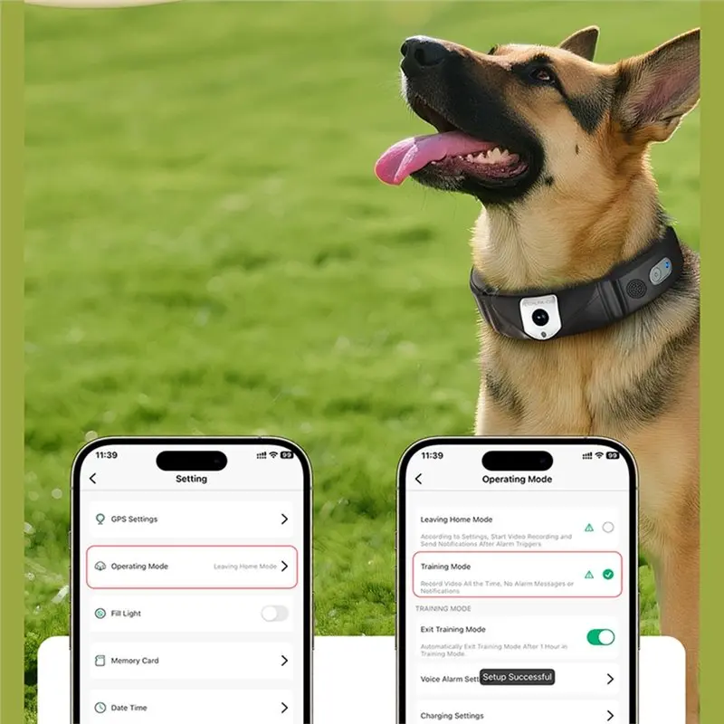 ABZZ-sistema inalámbrico de cerca para perros, cámara GPS para Collar de cerca para perros, grabación y vídeo en vivo, Audio bidireccional para animales de compañía