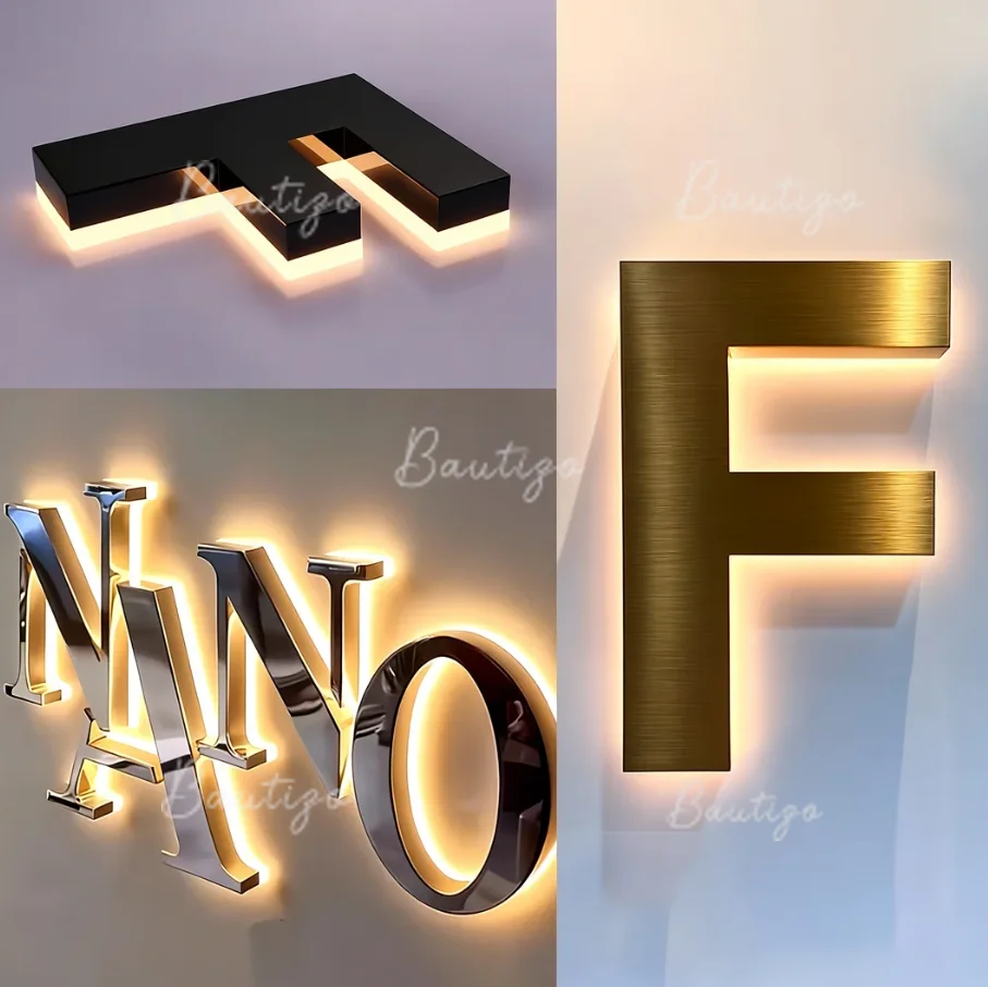 Custom Personalized LED Light Up Sign 3D Metal Letters For Outdoor Business Storefront Waterproof Illuminated Backlit Signage