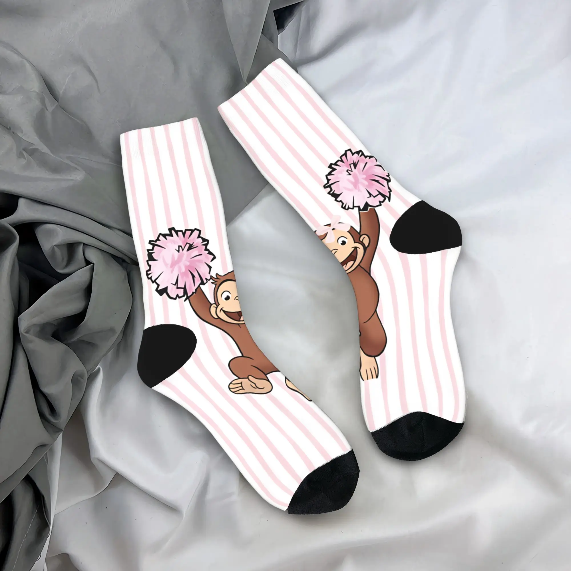Curious George Monkey Socks Autumn  Stockings Funny Men's Soft Socks Custom Climbing Anti Bacterial Socks