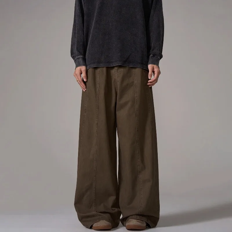 Men's pants summer fashionable outdoor casual comfortable wide leg workwear jeans men's loose straight tube retro long pants