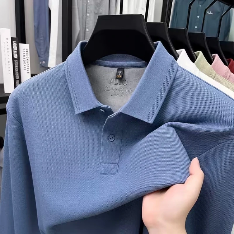 260g Long Staple Cotton Pique Fabric, Premium 100% Cotton Polo Shirt, Business Casual Slim Fit Top,Golf Shirt