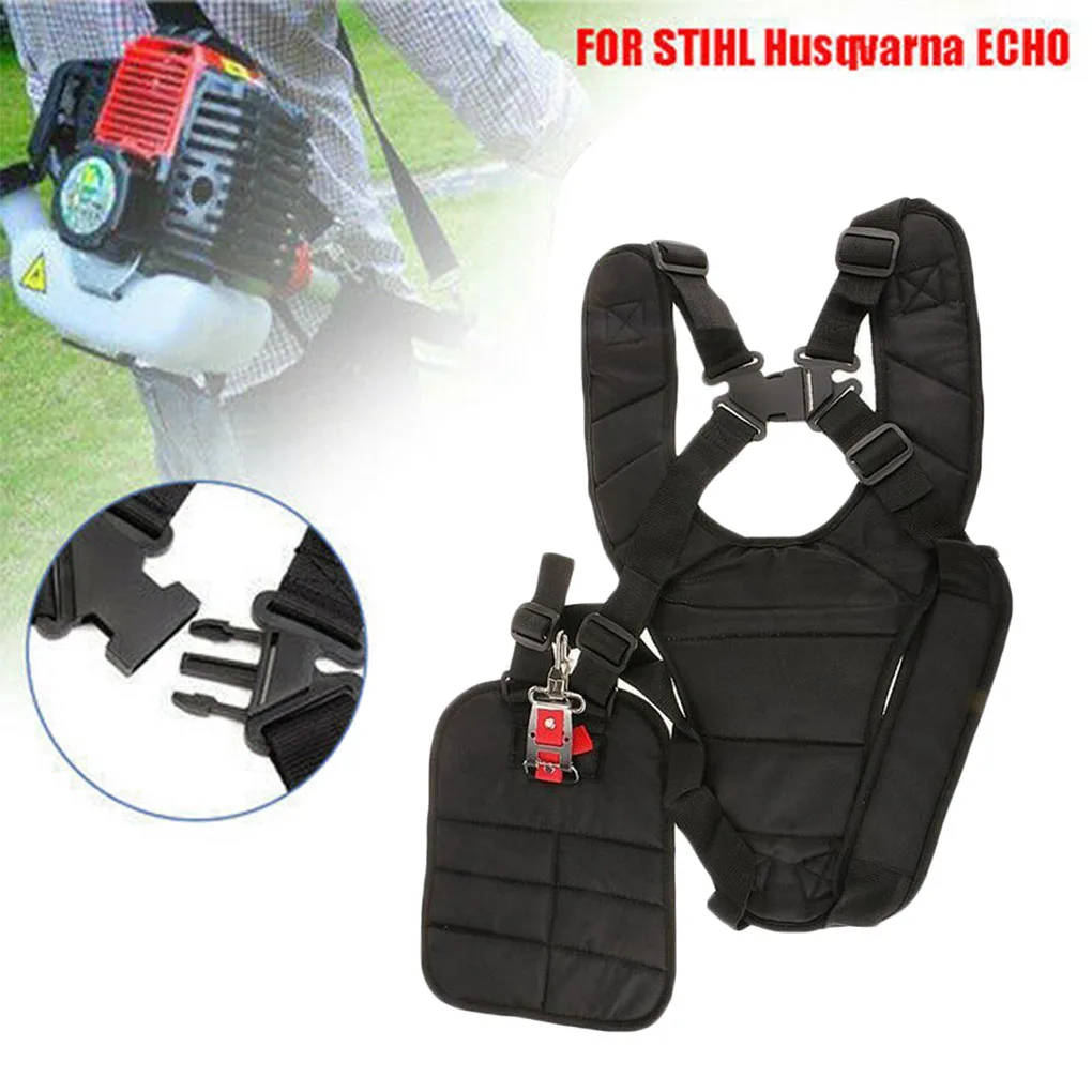Double Shoulder Harness Strap Belt, Adjustable Trimmer Strap for Brush Cutter, Garden Lawn Mower Power Pruner Comfort Support