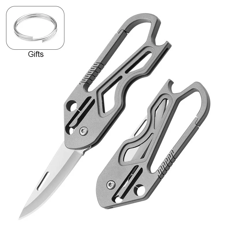 Titanium Alloy Folding Knife Multi-function Keychain EDC Tool Bottle Opener Lightweight Pocket Knife Survival Multitool ﻿