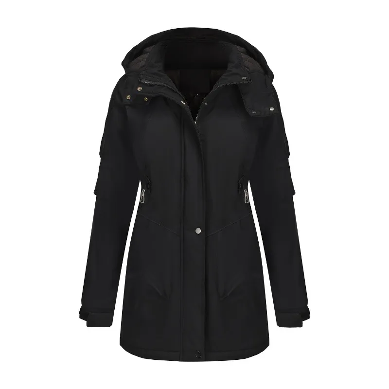 سترة نسائية كاجوال مبطنة بالقطن قابلة للفصل لتسلق الجبال مقاومة للرياح سترة واقية دافئة للخريف والشتاء للأنشطة الخارجية #6