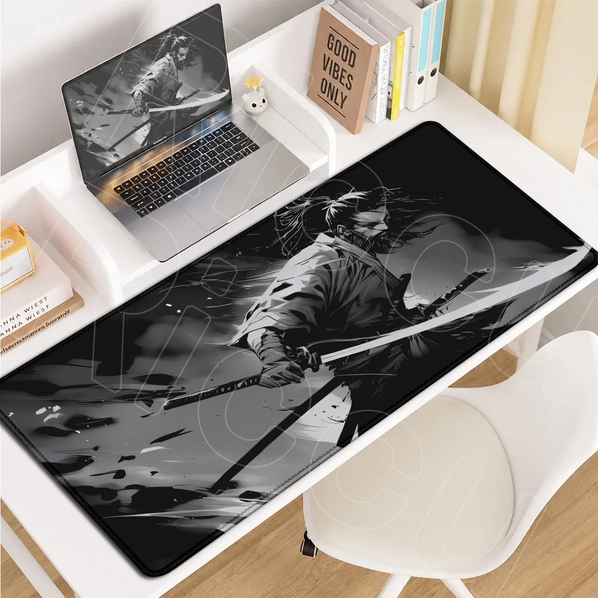 Locking Edge Notebook Rubber Keyboard Mat New Speed Miyamoto Musashi Vagabond Black White Manga Mousepad Large Gamer Cabinet Rug