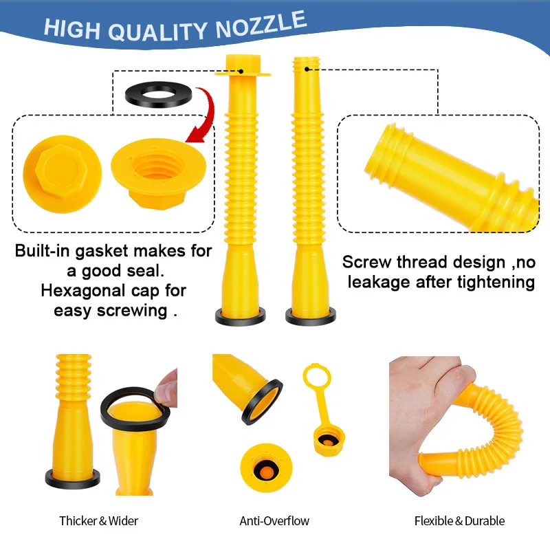 Kit de substituição de bico de lata de gás, conjunto de bico de lata de gás de auto-direção para carro - inclui tampa de latas, tampa de vedação de bico, tampas de ventilação, despeje flexível