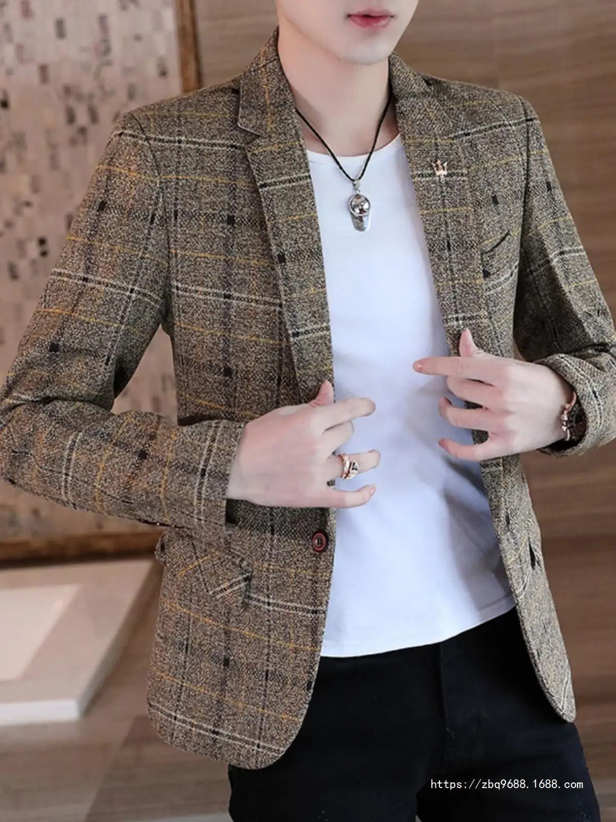 3-G38 e Hua 2024 Quality All-match Men\'s Casual Suit Top Thickened Jacket Korean Stylim-fit Small Suit Spring and Autumn Single