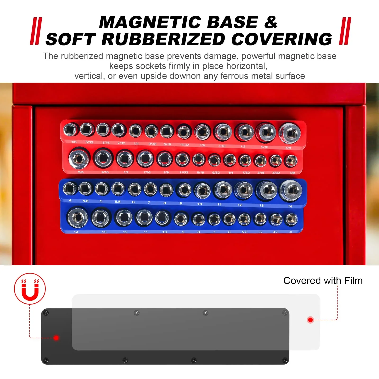 Pengatur soket magnetik | 3 buah Set Kit pemegang soket | 1/2,3/8 & 1/4 "Drive | Memegang 68 soket | Pengatur alat kualitas profesional