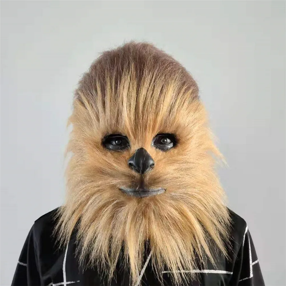 Film Star Wars Chewbacca Cosplay maska rękawiczki Chewie długie włosy kask rękawiczki lateksowe nakrycia głowy Halloween akcesoria do maskarady Prop