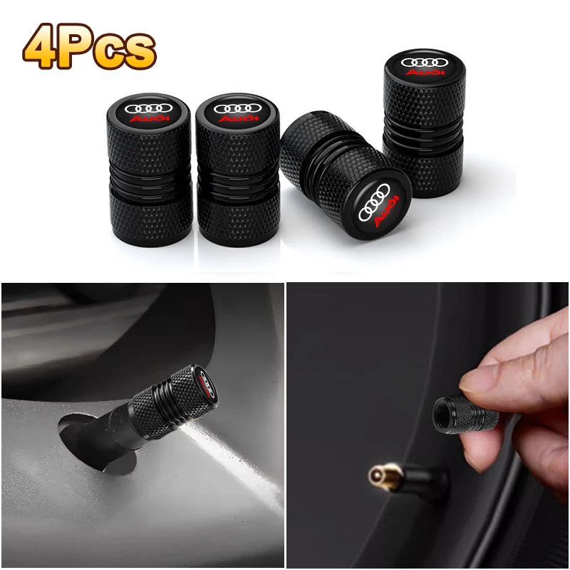 4PCS Aluminum Alloy Car Wheel Tire Valve Caps Tyre Protect Cover For Audi A6 C5 C6 C7 C8 A4 B5 B6 B7 B8 B9 S3 S4 S5 Q3 8U Q5 8R