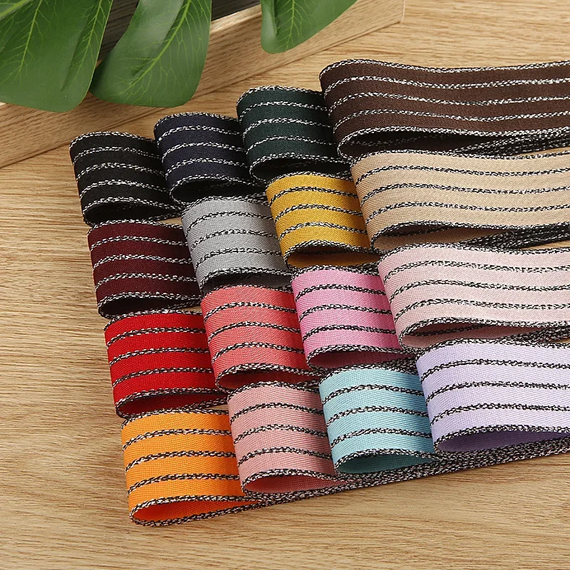 Black Stripe Cotton Linen Ribbon For HairBow Craft Headwear Accessories Gifts Wrapping Clothing Sewing Material Supplies 50Yards