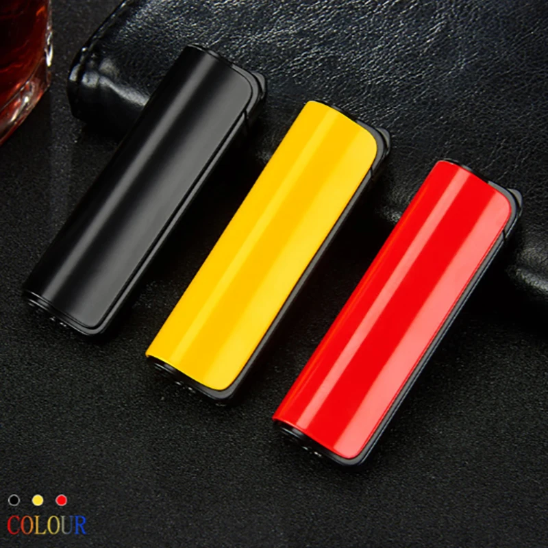 Straight forward conventional simple and heavy model semi cylindrical butane inflatable windproof lighter