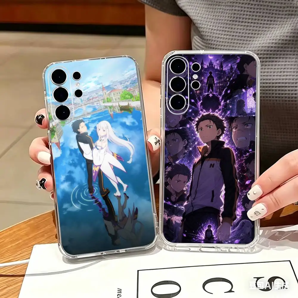 Funny Anime Re ZERO Clear Hard Phone Case For Samsung S25,24,23,22,21,10,9,Ultra,Plus,Lite Transparent Cover