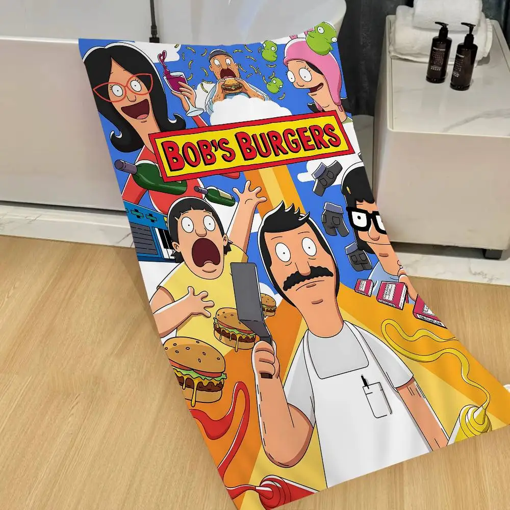Cartoon Cute B-Bob B-Burgers Microfiber Beach Towel Absorbent Quick dry Soft Yoga Swimming Resort Mountain Climbing Towel