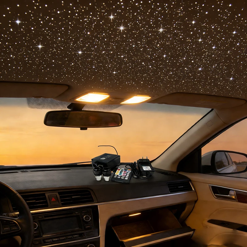 

Optic Lighting Smart APP Twinkle Fiber engine RF Voice control Double Heads Cable Starry Effect Ceiling Lights lamp 28 Key new