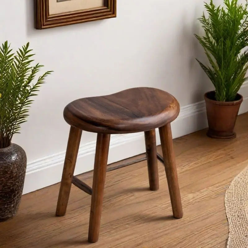 High-end, new Chinese style, South American walnut, solid wood stool, household living room shoe change