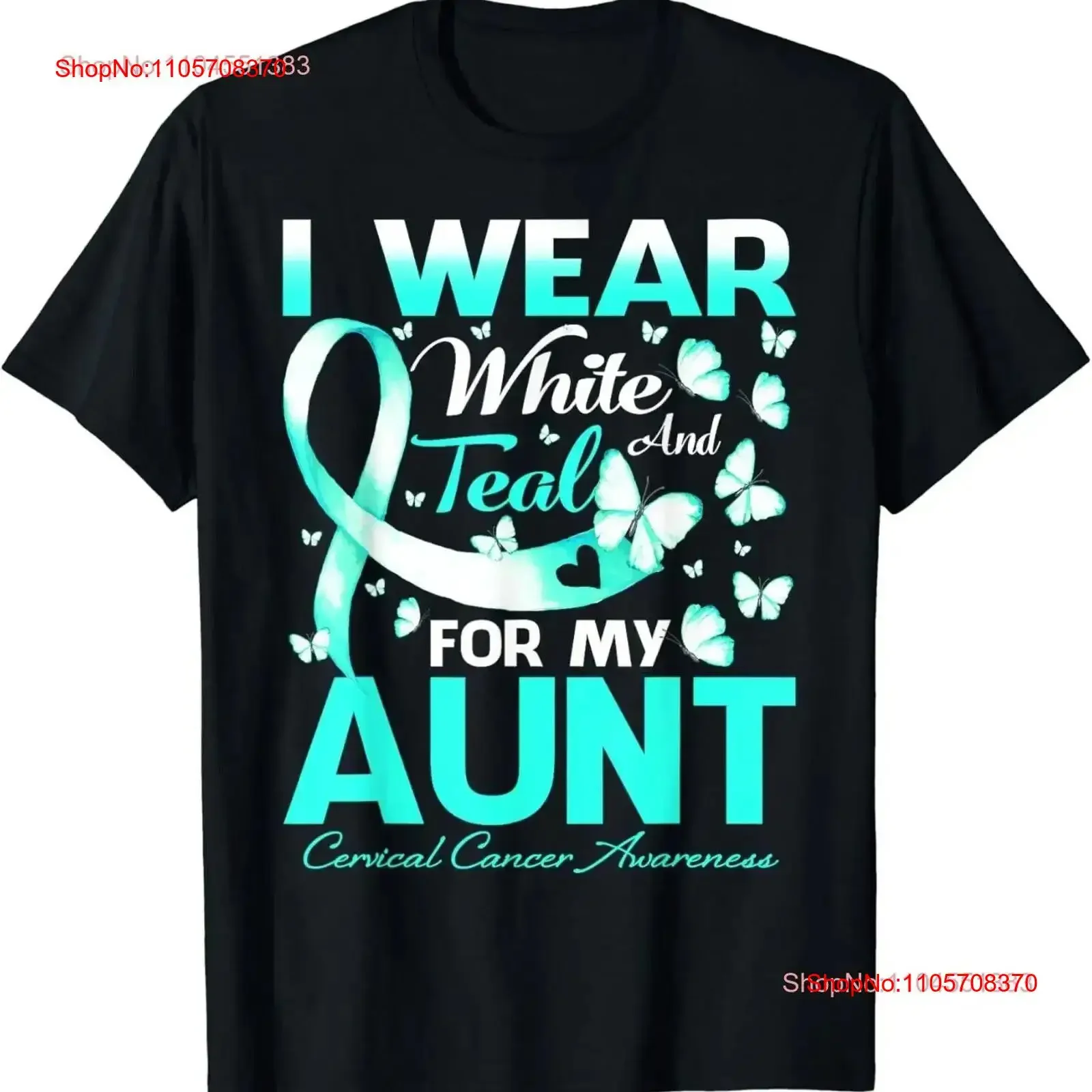 T-shirt vintage délavé pour la sensibilisation au cancer du col de l'utérus, motif « I Wear White And Teal For My Aunt », vêtements décontractés de créateur, streetwear unisexe