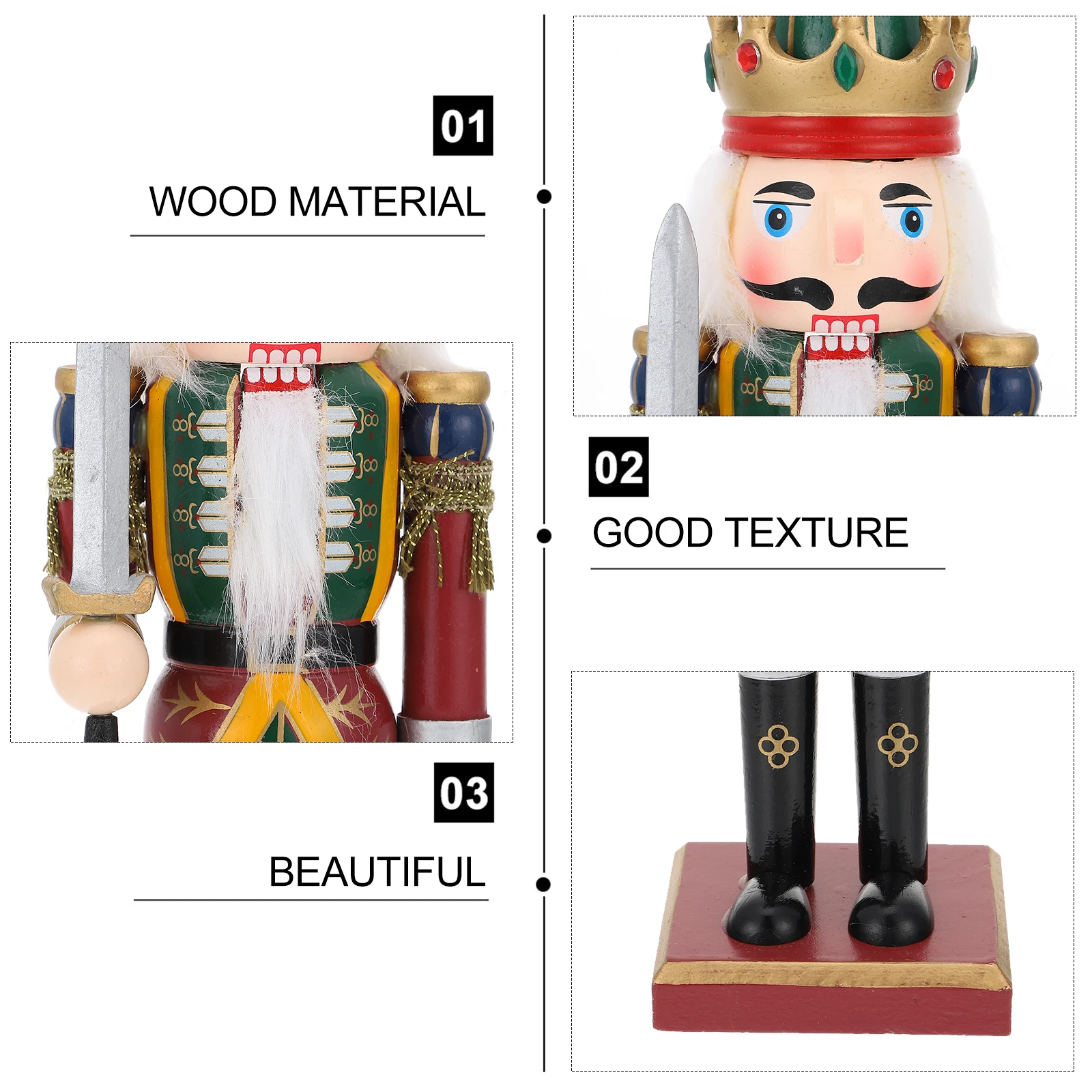 

1pc Ornament Wood Puppet Decor Wooden Decor For Home Party Desktop Decoration Xmas Walnut Soldier Craft Puppets