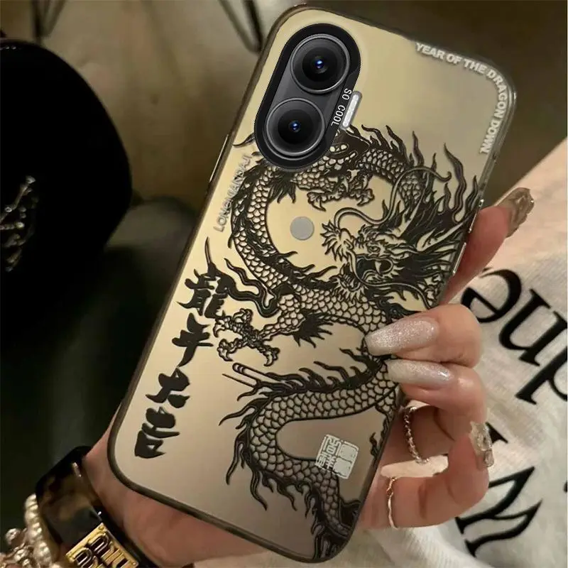 Etui Pancerne z Matowym Wzorem Smoka na Xiaomi Poco F7 5G, Ochronna Obudowa Tylna na Xiaomi Poco F7 F 7 f8 ultra pro PocoF7, Odporne na Wstrząsy Funda — zdjęcie produktu 3