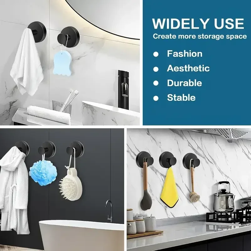 2026 New Punch-Free Vacuum Suction Cup Wall Hooks for Kitchen Bathroom - Glass Towel Handbag Holder Sticky Rubber Suction