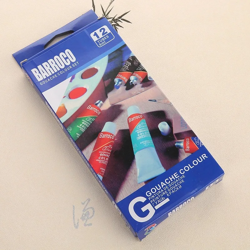 6 ml 12 colori Set di colori acrilici professionali Set di tubi per pittura murale dipinti a mano artista disegna pittura pennello senza pigmenti