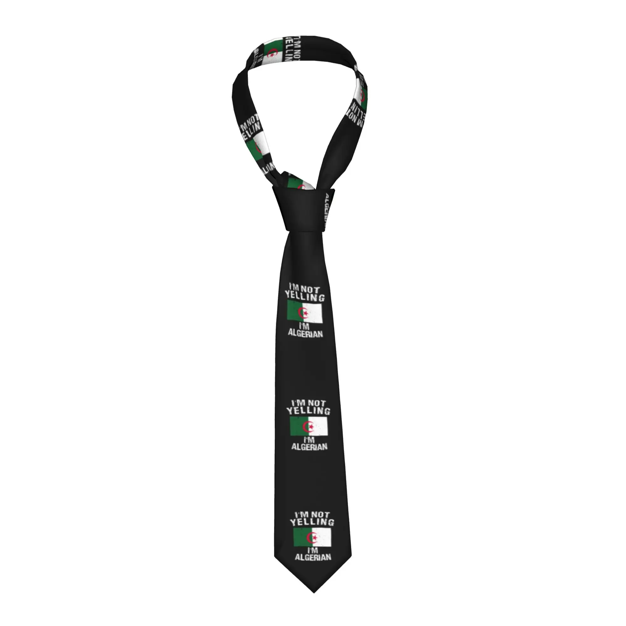 Classic Algeria Flag  Tie for Wedding Men Im Not Yelling Im Algerian Necktie