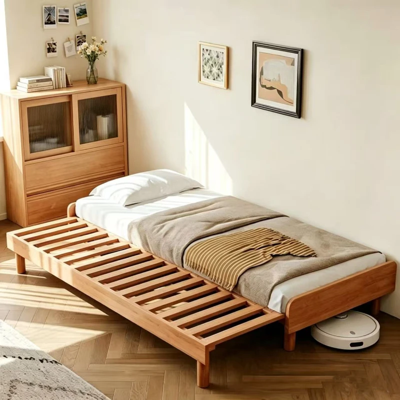 LH retractable bed frame solid wood push-pull folding bed log dual-purpose sofa bed