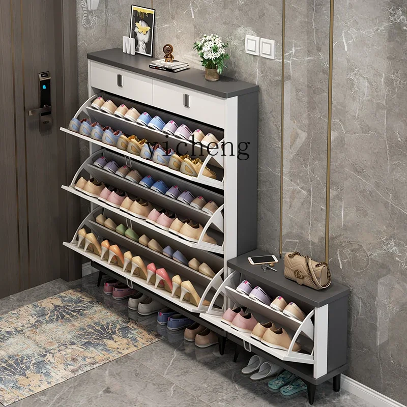 Ultra-thin Tipping Bucket Shoe Cabinet Outer Corridor Stool Entrance Cabinet Integrated Indoor Simple Shoe Rack
