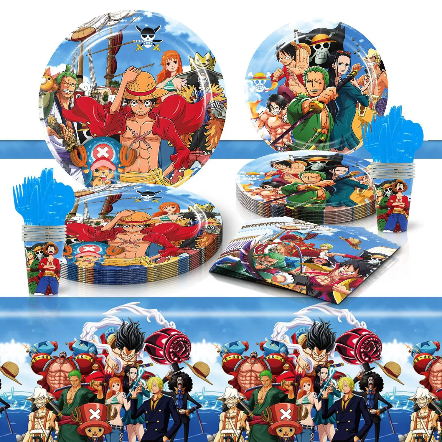 ONE PIECE Cartoon Anime Theme,Disposable Tableware Tissue,Paper Cup,Tablecloth,Festival Supplies,Children's Party Decoration