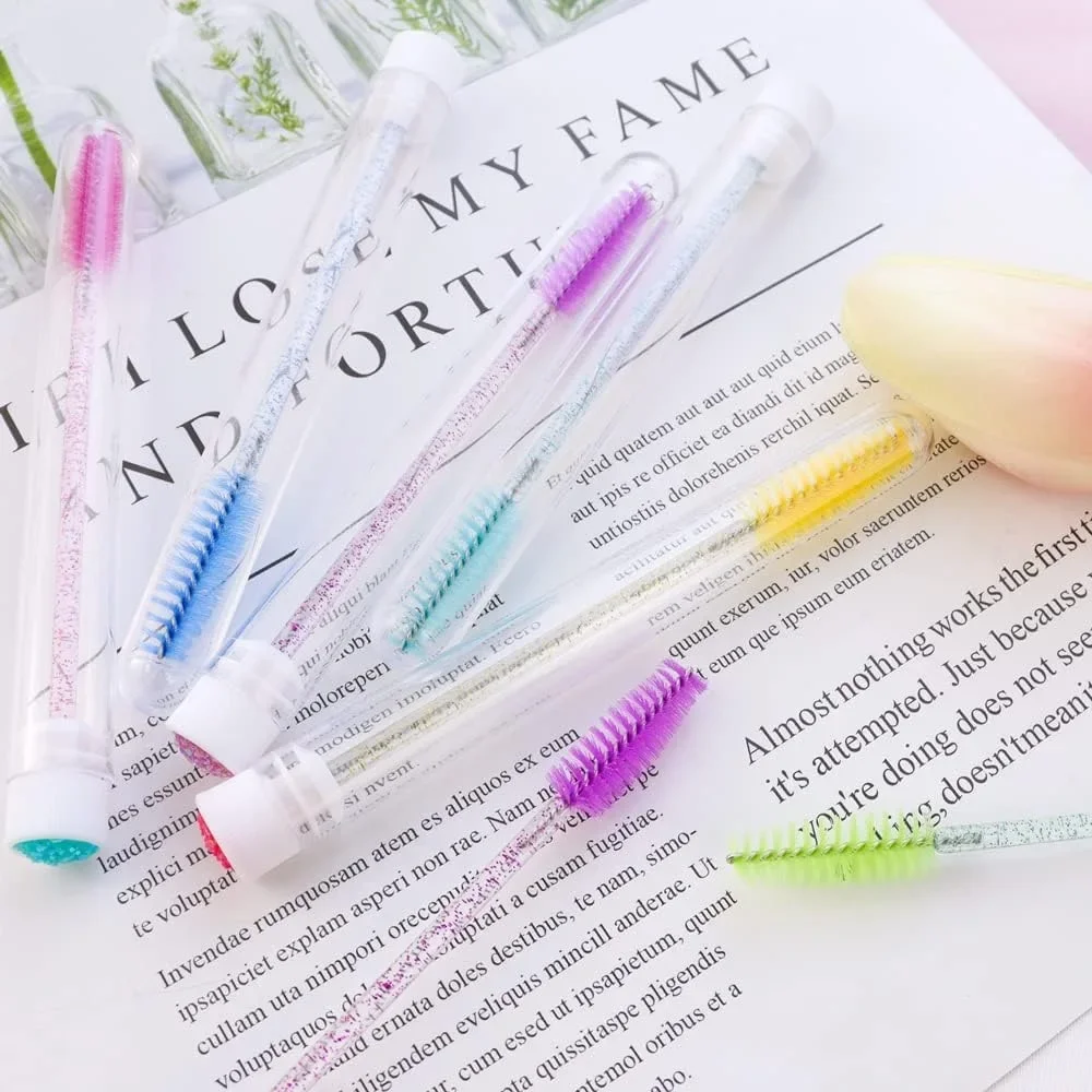 50 set bacchette per mascara per ciglia con tubo riutilizzabile spoolie per ciglia in contenitore custodia per applicatore per sopracciglia usa e getta all'ingrosso
