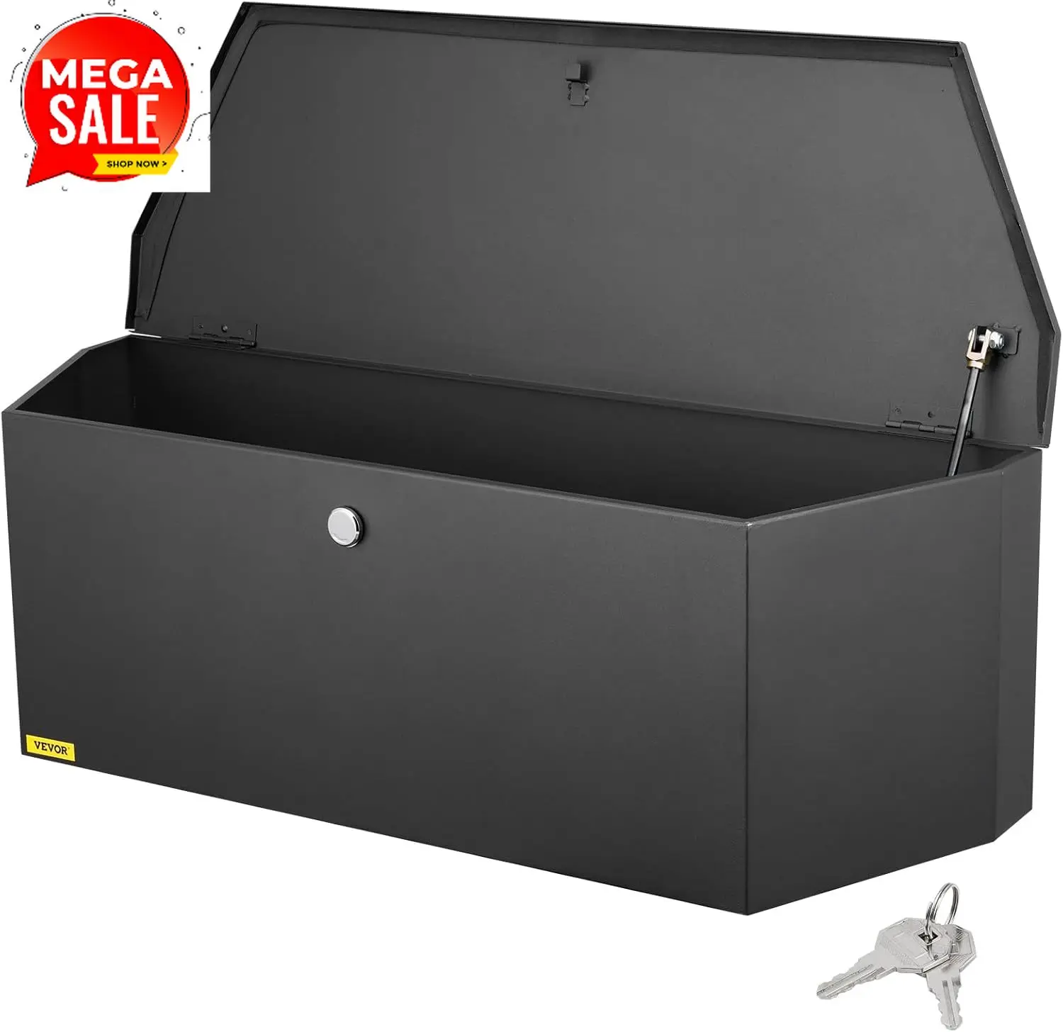 Trailer Tongue Box, Heavy Duty Trailer Tongue Tool Box Storage Organizer with Lock & Keys, Utility Tool Chest for Pickup Truck B