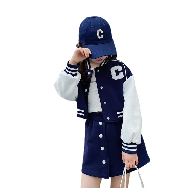 

Young Girls Baseball Clothing Children's Sets Girls School Jackets and Skrit Sets Kids Outfits Teenager Girls Outerwear and Coat