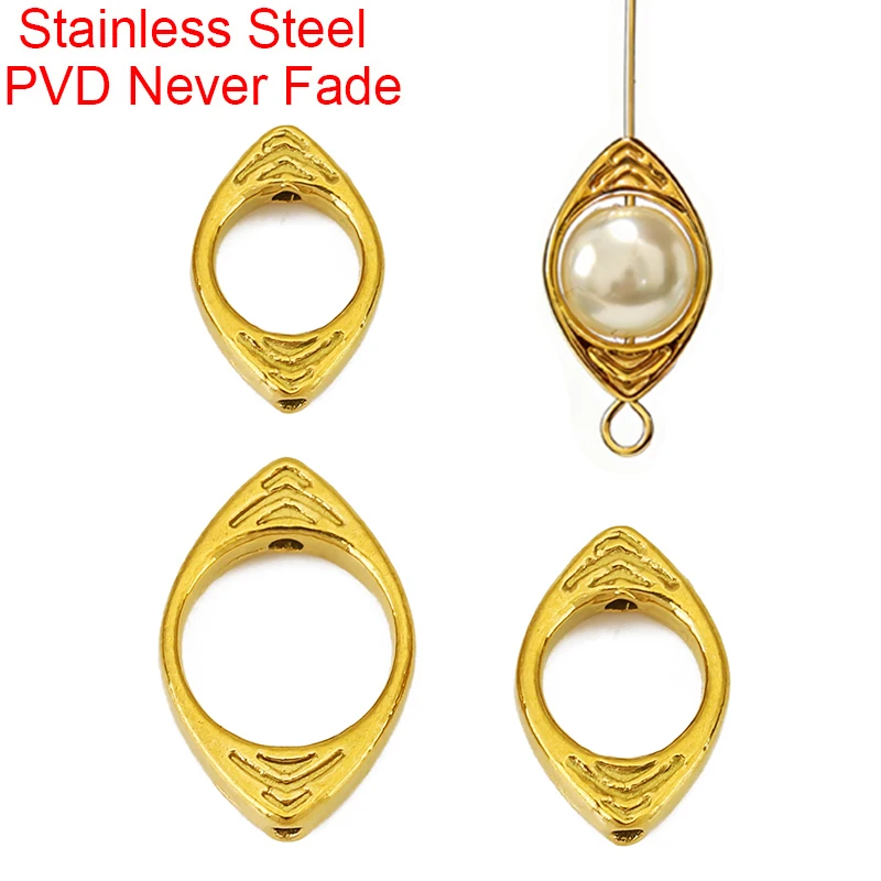 5pcs Hole 6mm 8mm Stainless Steel Earrings Making Eye Necklace Beads PVD Never Fade Bracelet Spacer Beads Diy Jewelry Findings
