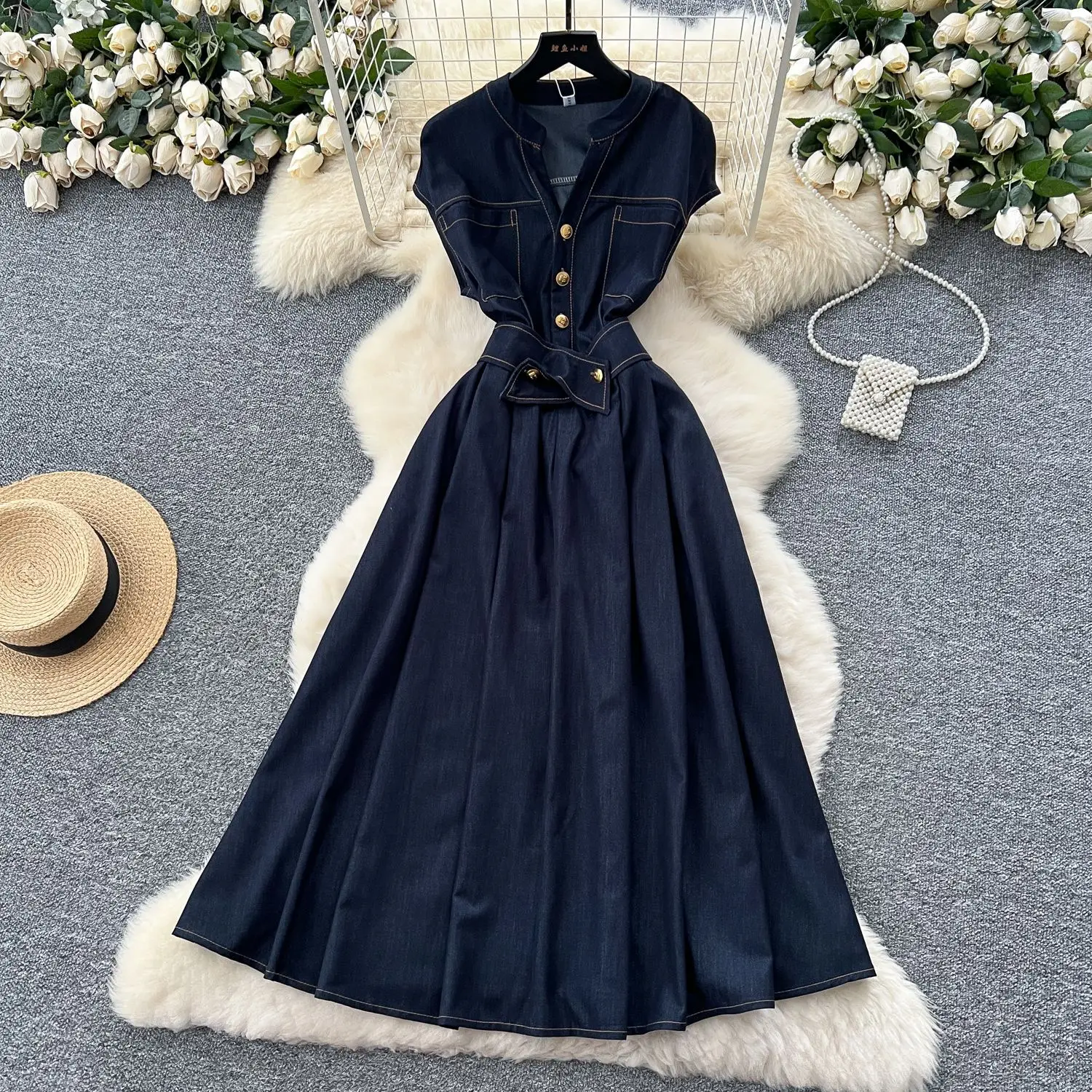 

Long Dress Women Dresses A Line High Waist Vestidos Vintage Sleeveless Elegant High Waist Y2k Streetwear Party Night Work 2025