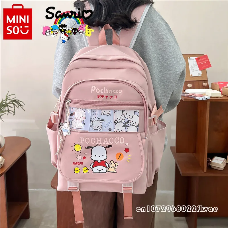 Miniso Pochacco-mochila escolar de alta calidad para mujer, morral informal de dibujos animados, gran capacidad, a la moda, novedad