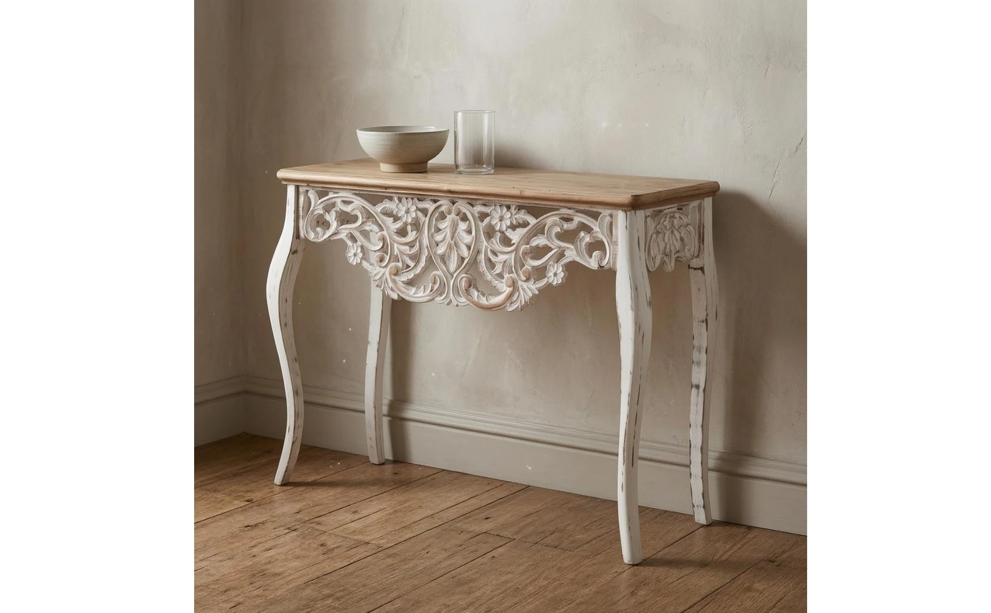 French Vintage Console Table Rectangular Solid Wood Top Wood Console Table Furniture Piece Cabriole Legs for Entryway French Vintage Console Table Rectangular Solid Wood Top Wood Console Table Furniture Piece Cabriole Legs for Entryway