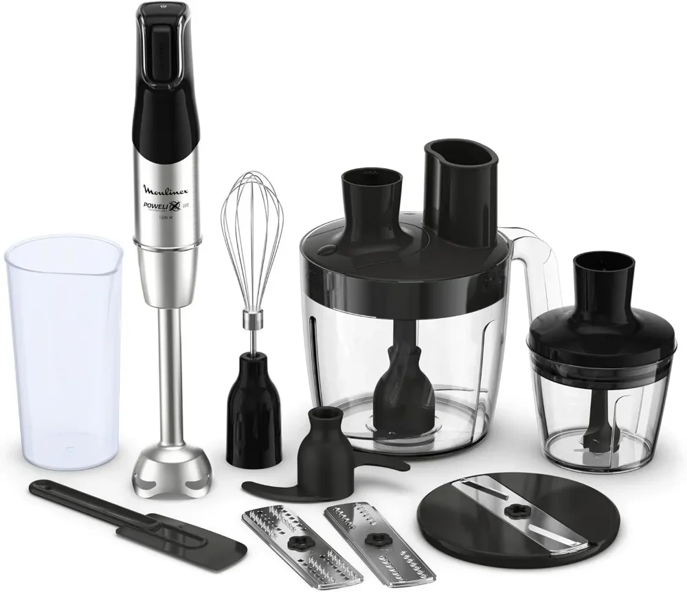 Moulinex Infinyforce Pro - Batidora de mano de 1200 W, cuchillas Powerlix de alto rendimiento y duraderas, resultados rápidos, g