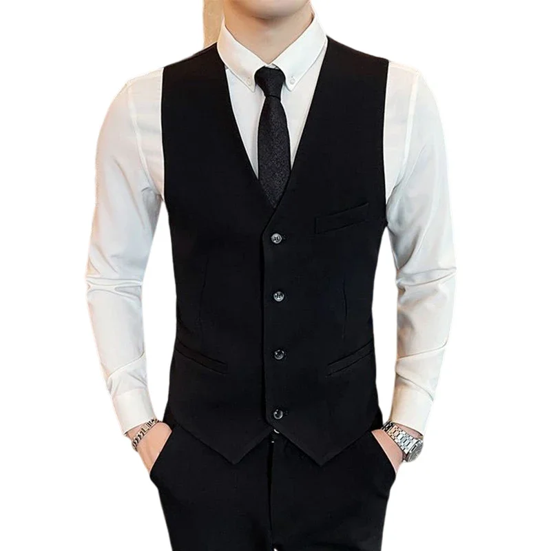 High Quality 6XL Vest Men's Italian Style Elegant and Fashionable High-end Minimalist Business Casual Gentleman Formal Body Vest