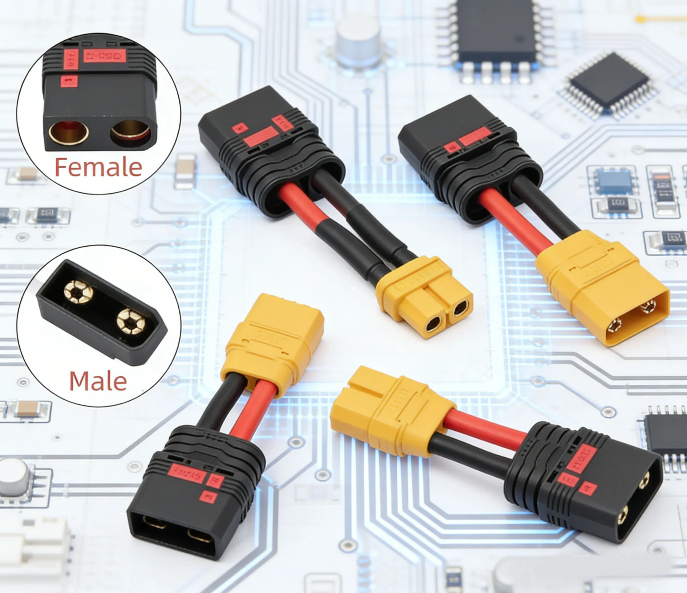1pcs Xt90 Male And Female Xt60 To Qs8-s Male And Female Adapter Cable Lithium Battery Model Aircraft Power