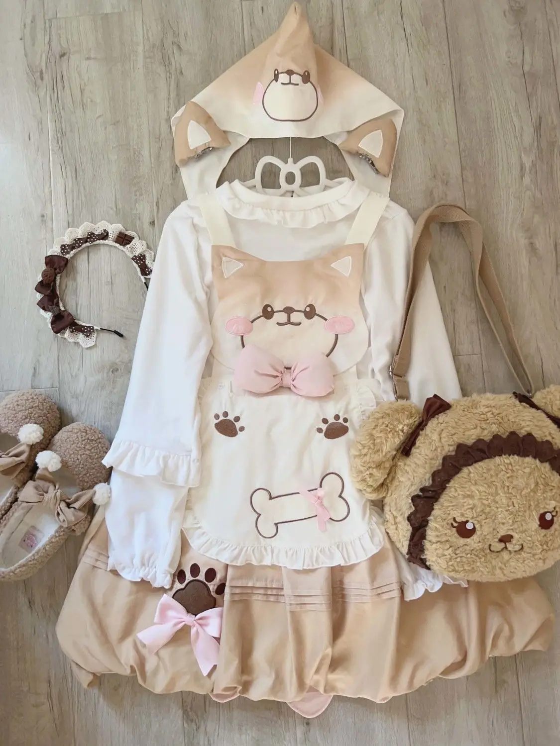 Lolita Sweet Girl fur s, Robe courte, Sangle, Authentique, Étudiant, Chien mignon, Princesse, Jaune, Lolita fur s, Tutu Skirt, Lovely