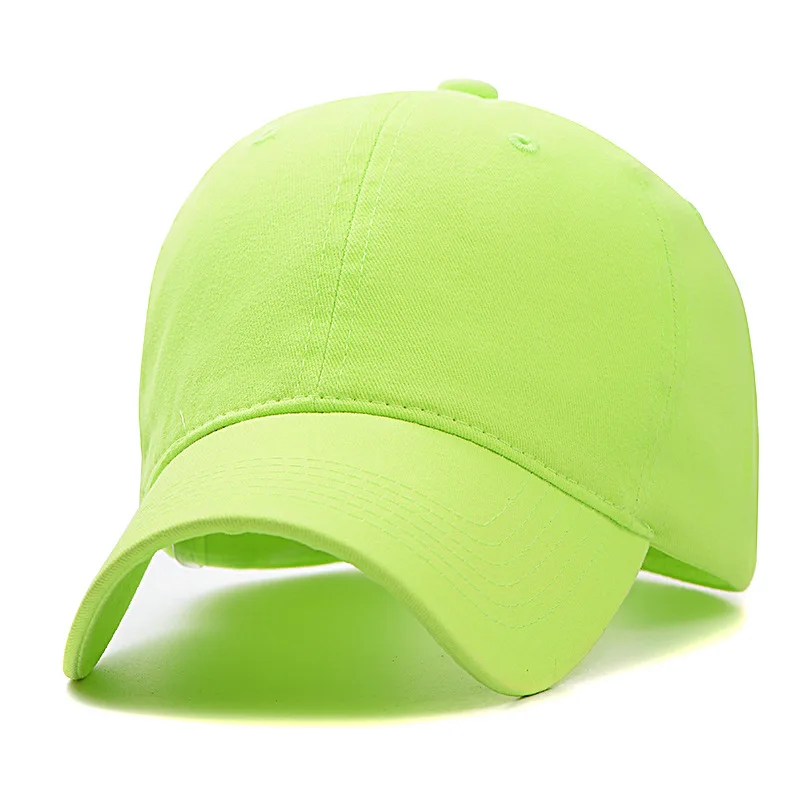 Solid plain fluorescent green yellow sports hat Outdoor men women casual cotton baseball cap Trucker hats Leisure caps  gorros