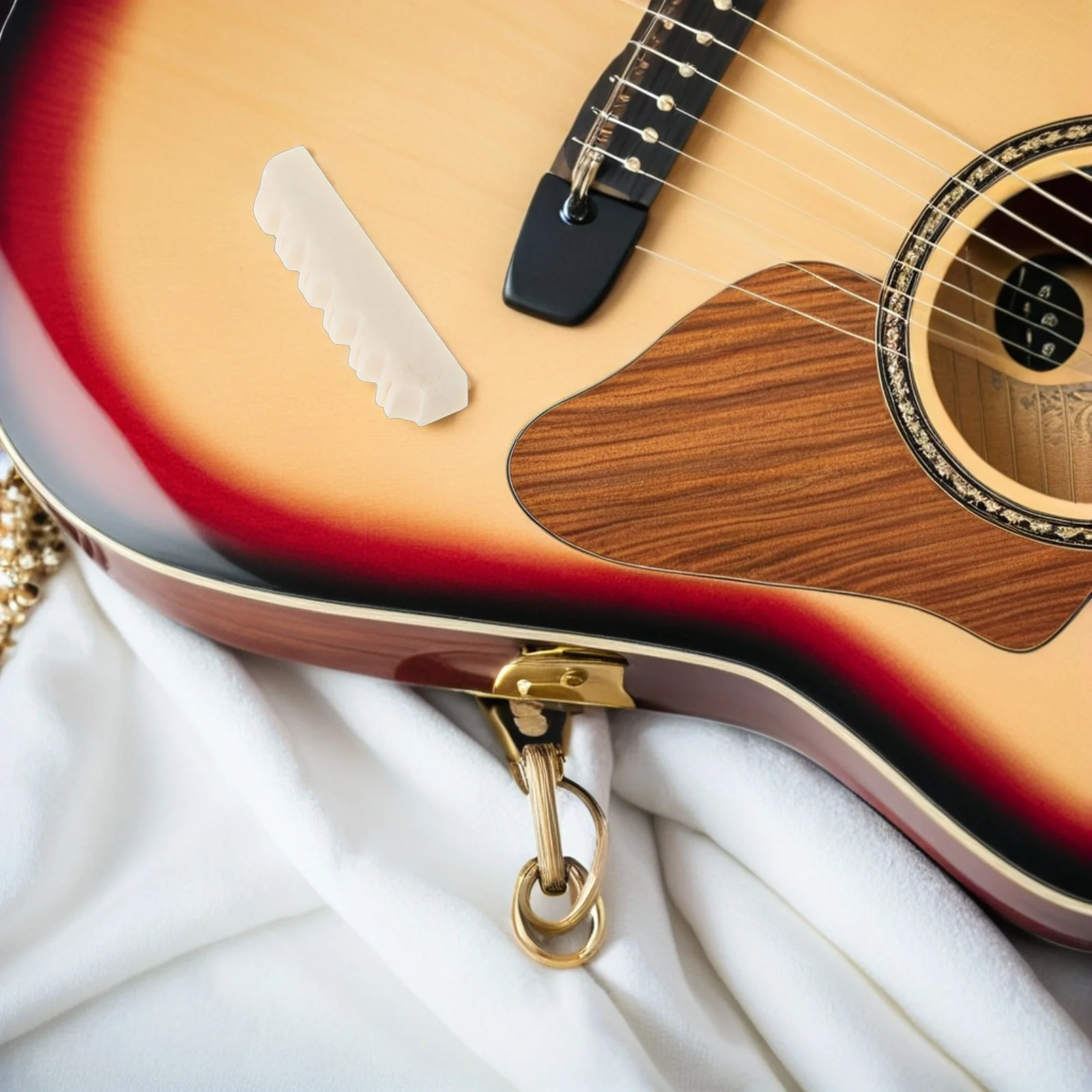 2 قطعة جسر الجوز الغيتار عظم الثور لقطع غيار الغيتار الشعبي الصوتي الدقة وضعت لهجة تعزيز أداة الموسيقى