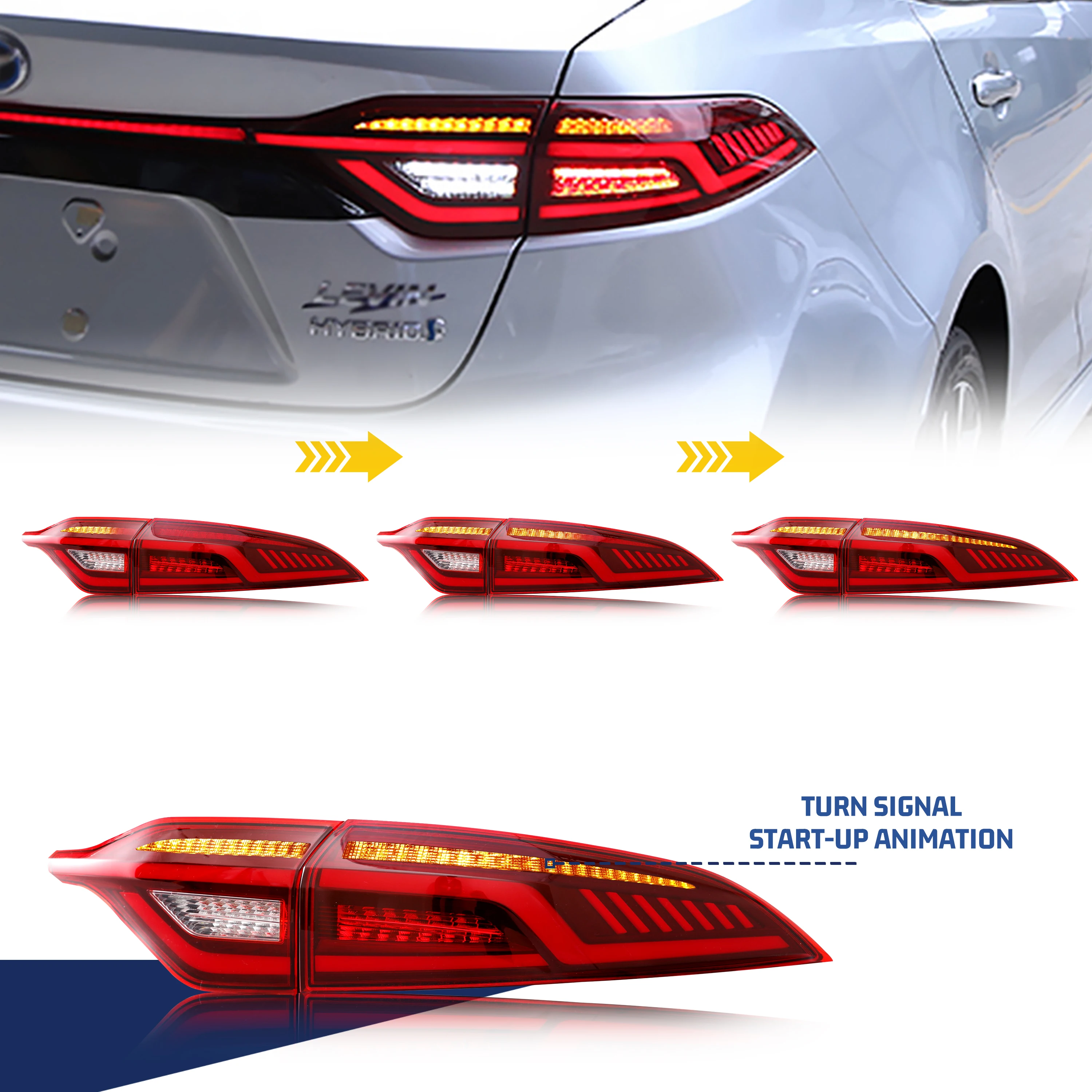 Lampu LED belakang และไฟท้ายสำหรับ Toyota Corolla 2020-2023ชุดประกอบไฟแสดงสถานะ DRL Sequential