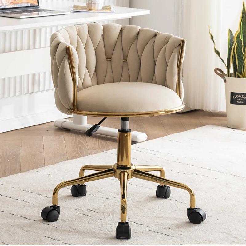 Living room velvet Armchair INS cofe chair Nordic dining chair Design makeup Nail stool lift swivel Roller chair home furniture