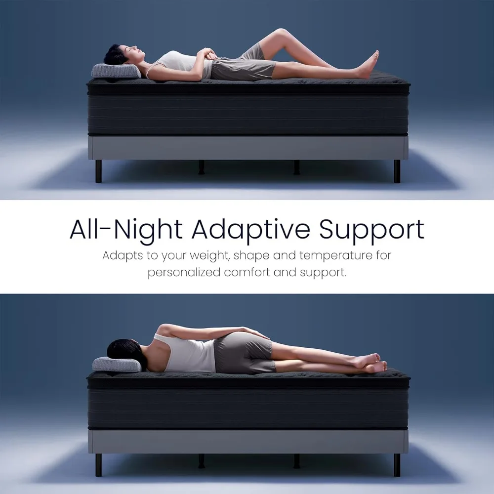 مرتبة إسفنجية ميموري فوم متوسطة الثابتة مقاس 12 بوصة، مقاس كوين، هجينة تبريد في صندوق، خالية من الألياف الزجاجية، غطاء محبوك ناعم #5