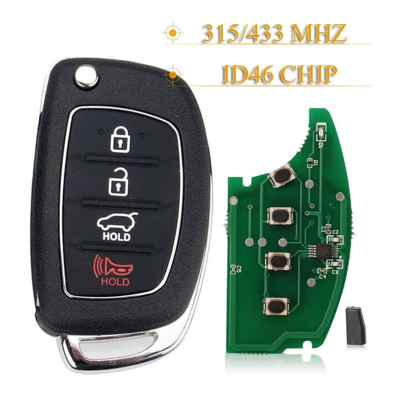 jingyuqin pilot zdalnego sterowania 315/433mhz ID46 Chip dla Hyundai Elantra Accent Ix35 IX45 I30 Solaris Tucson I20 Santa Fe