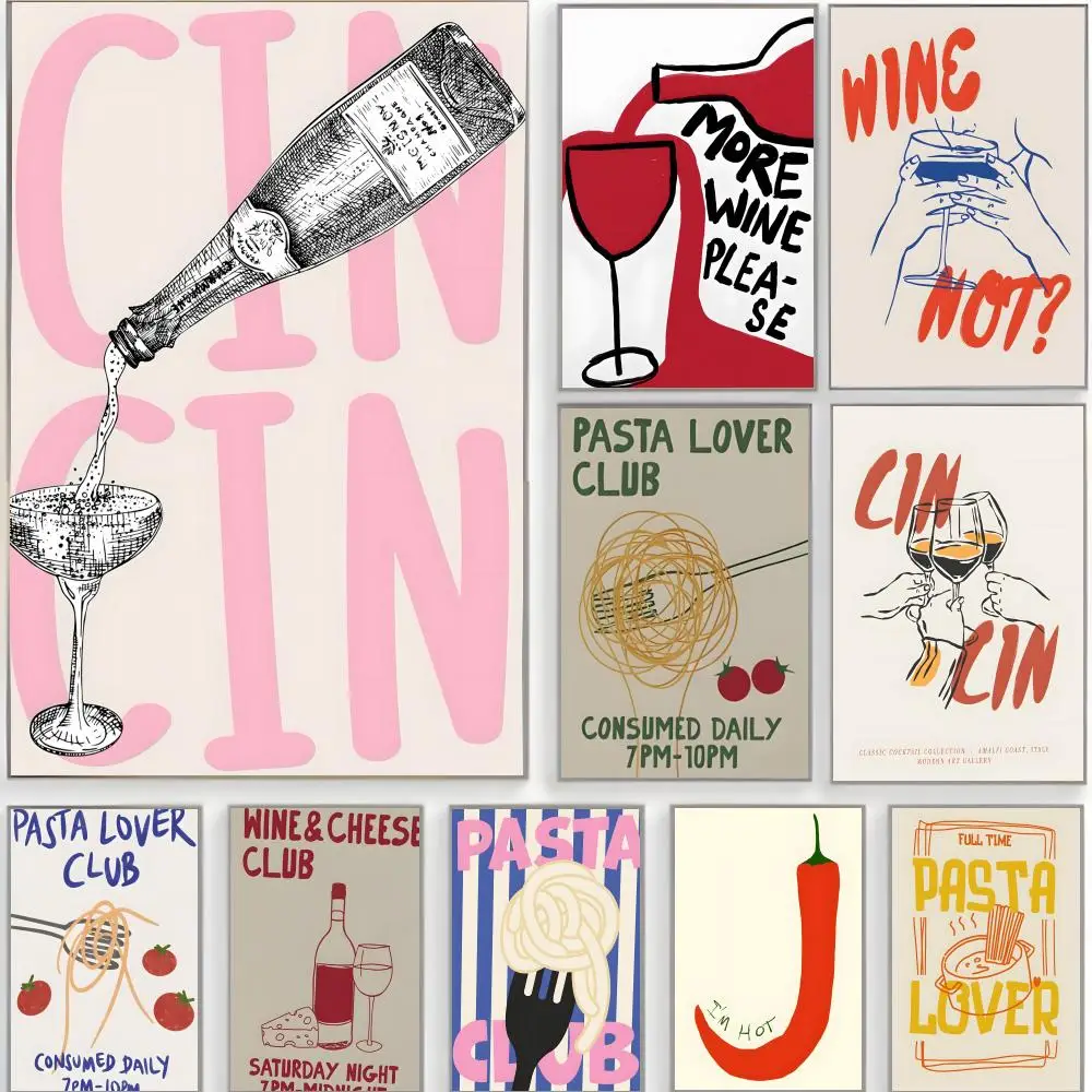 Trendy Coffee Cheers Print Posters Retro Wine Poster Classic Wall Art  Home Decor  Peel and Stick Unframed