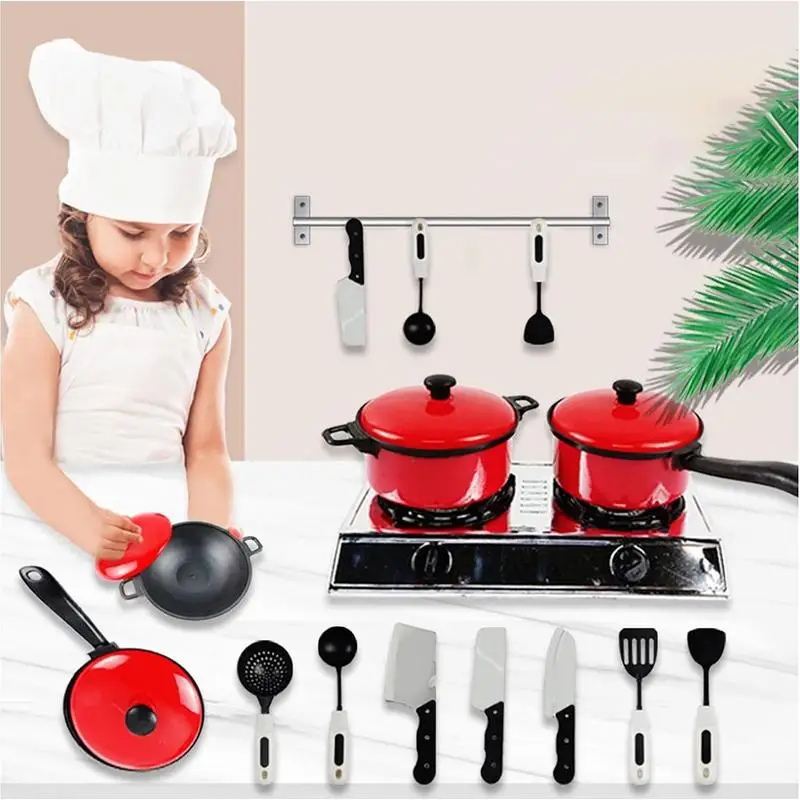 

Kids Kitchen Toy Accessories Toddler Pretend Cooking Playset with Play Pots Pans Utensils Cookware Toys Play Food for Children