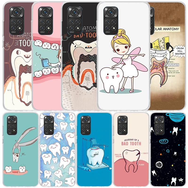 Wisdom Teeth Dentist Tooth Phone Case For Xiaomi Redmi Note 13 12S 12 11S 11 11T 11E Pro Plus 10S 10 9S 9 8T 8 7 + Soft TPU Back